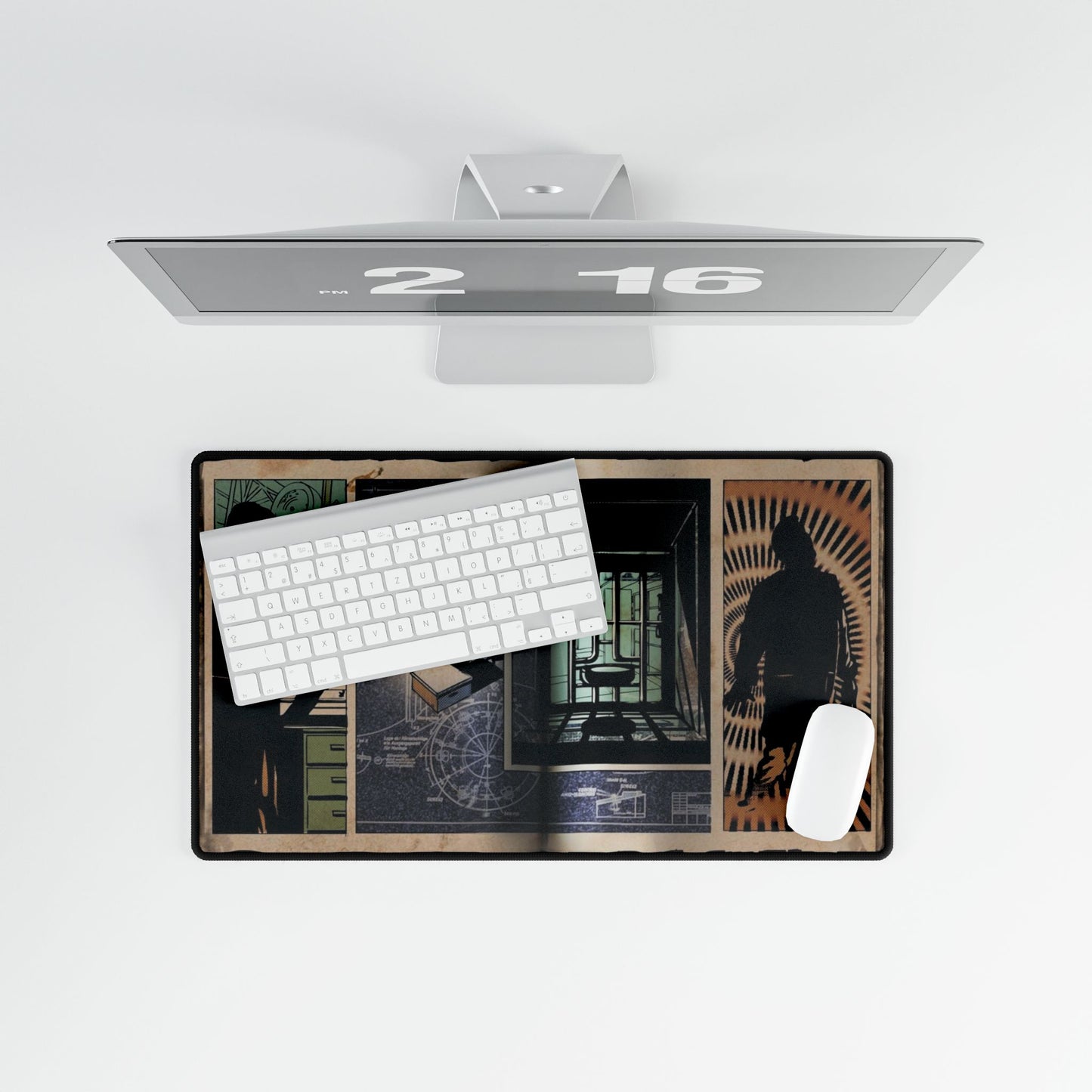Custom made mouse pad, Call of Duty black ops 1 zombies "ASCENSION"— Vintage Detective & Laboratory Illustration
