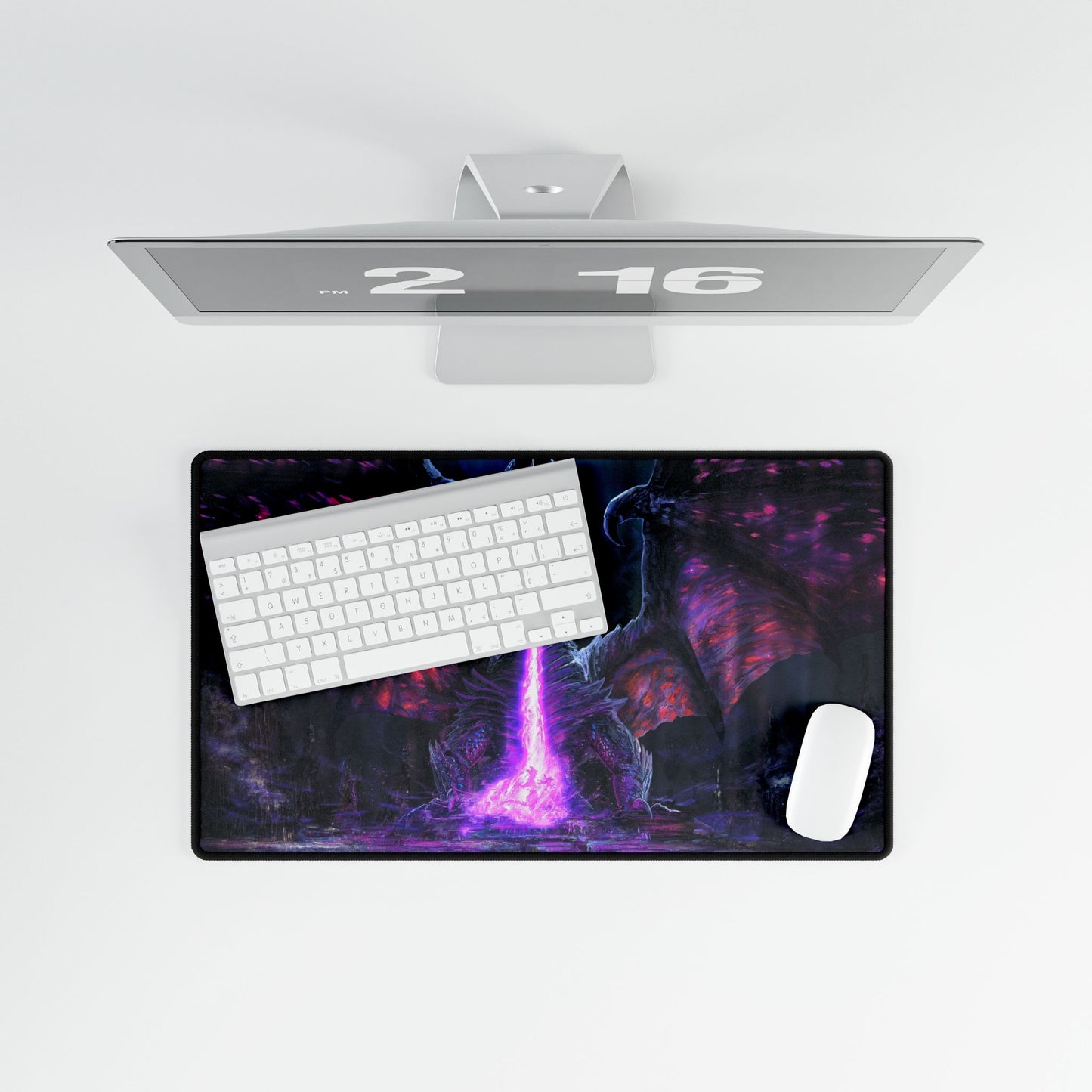 Dragon Breath Desk Mat — Purple Fantasy Gaming Mouse Pad