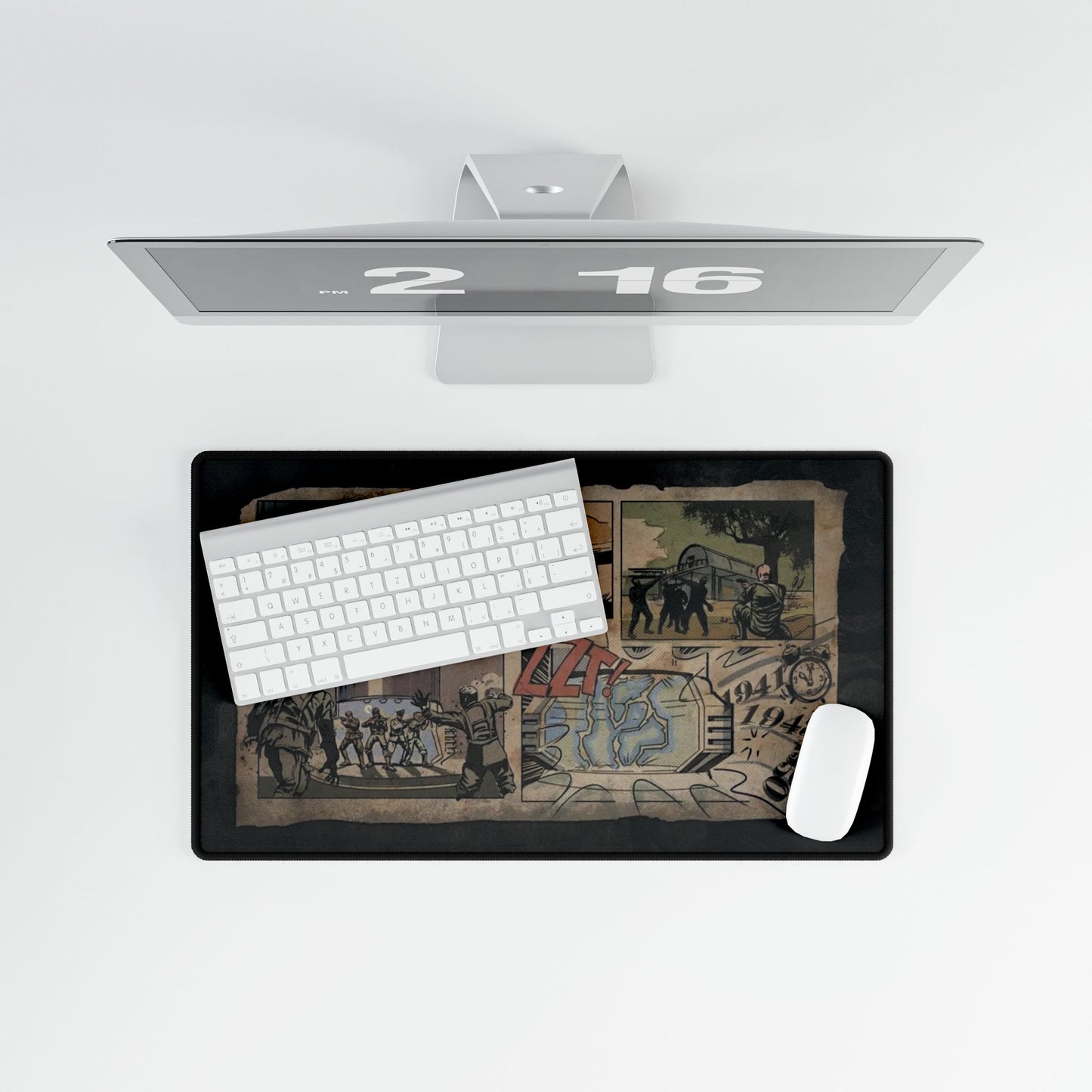 Custom Call of Duty black ops 1 zombies map loading screen "KINO DER TOTEN" Vintage Comic Strip Gaming Desk Mat — Fallout Vault-Inspired Mouse Pad