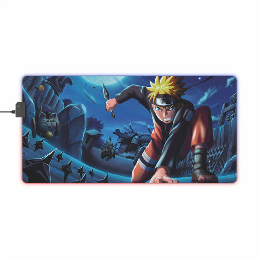 LED Gaming Mouse Pad — Naruto Action RGB Desk Mat for Gamers
