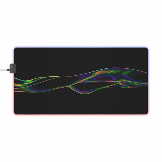 RGB LED Gaming Mouse Pad — Sleek Black with Color Wave Design