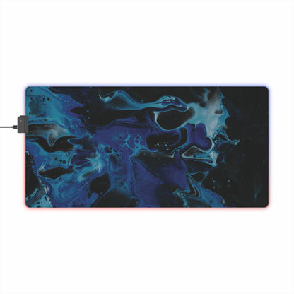 LED Gaming Mouse Pad — RGB Edge, Blue liquid Surface
