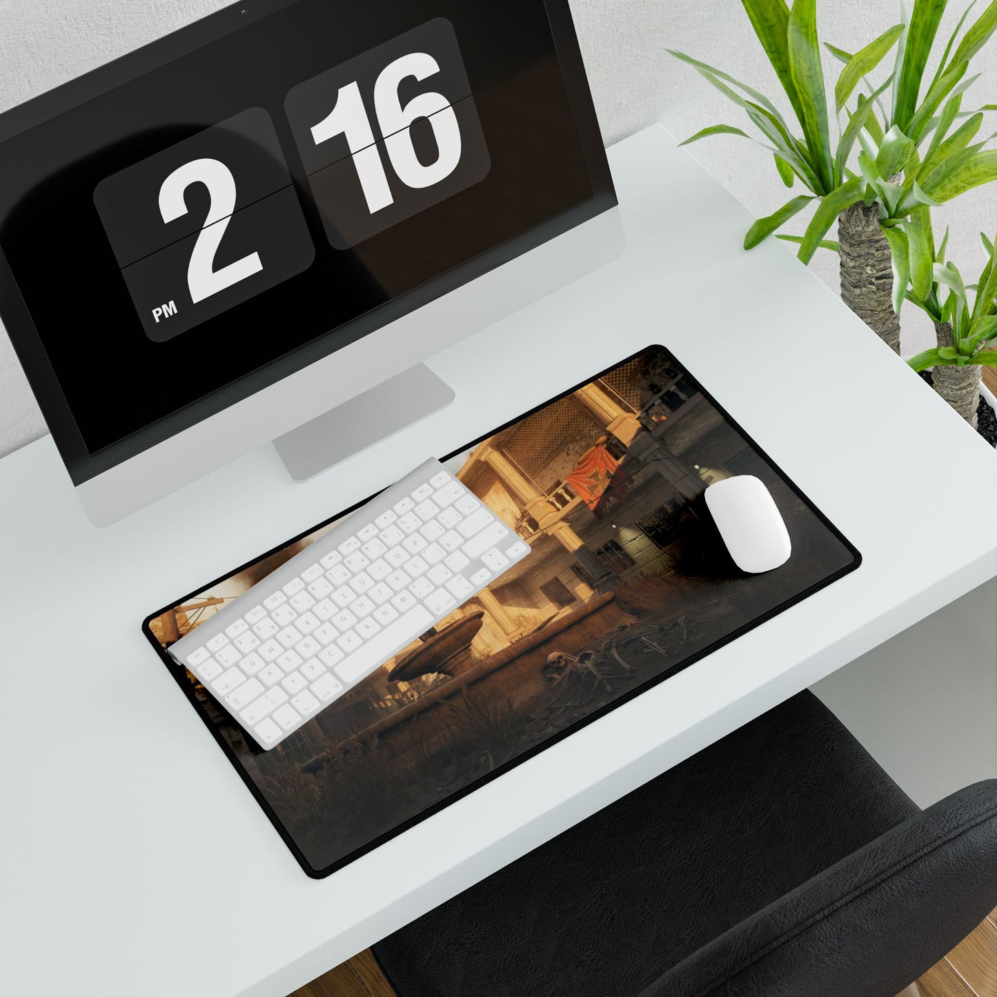 Custom Call of Duty World at War Desk Mat zombies map "VERRUCKT" — Desert Courtyard Gaming/Work Mouse Pad with Fountain Scene
