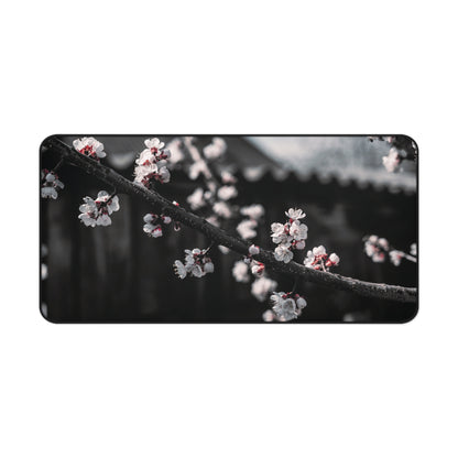 Cherry Blossom Desk Mat – Minimal Floral Office Mouse Pad