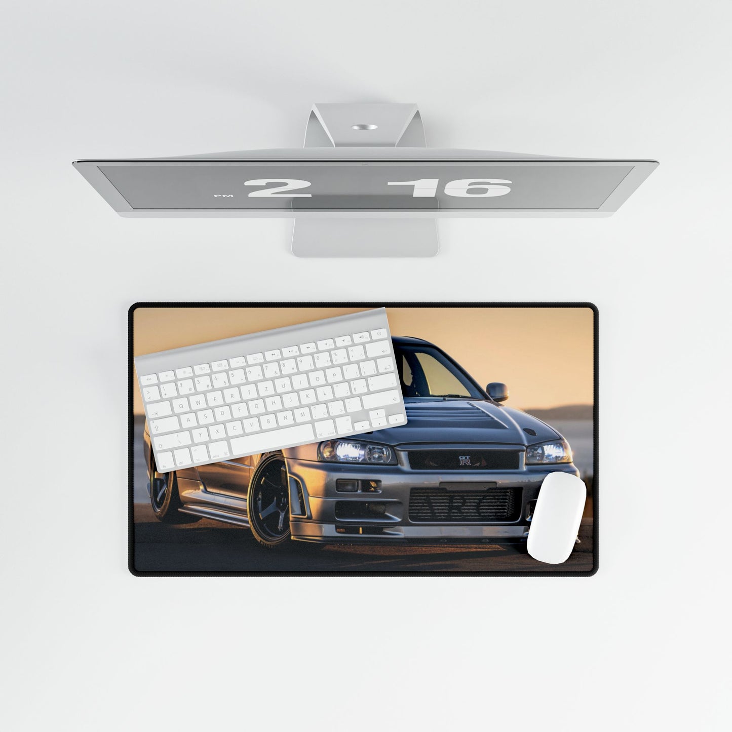 R34 Skyline Inspired Desk Mat — Sports Car Mouse Pad for Gamers & Auto Enthusiasts