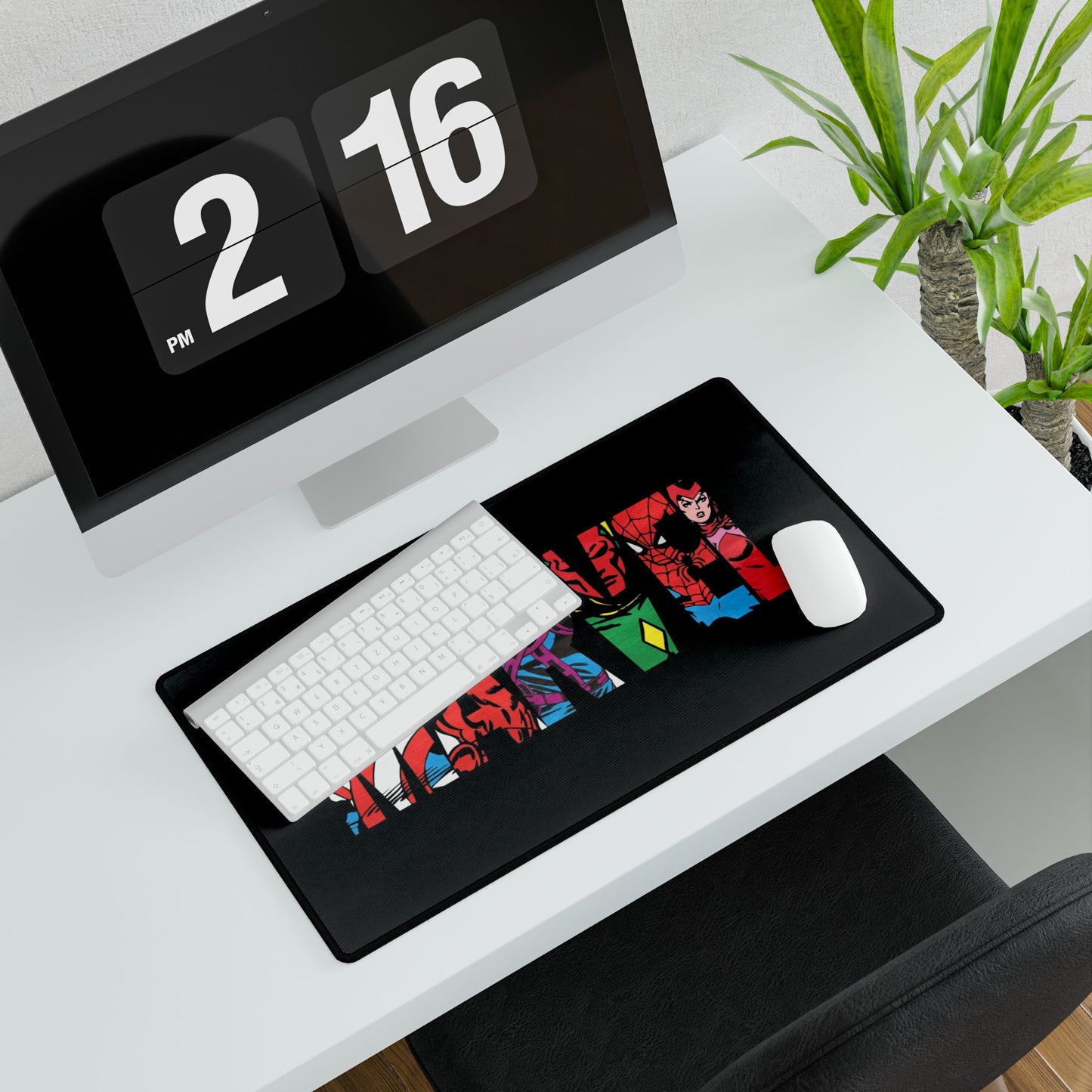 Marvel Letters Gaming Desk Mat — Superhero Collage Mouse Pad