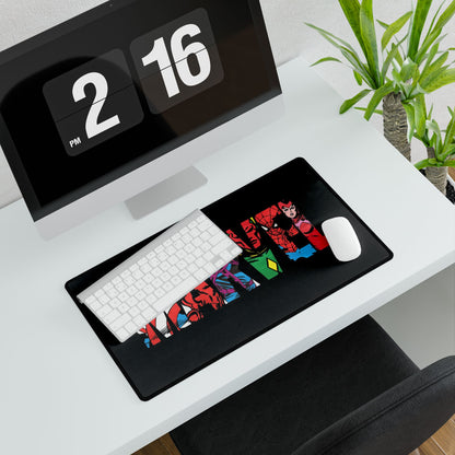 Marvel Letters Gaming Desk Mat — Superhero Collage Mouse Pad