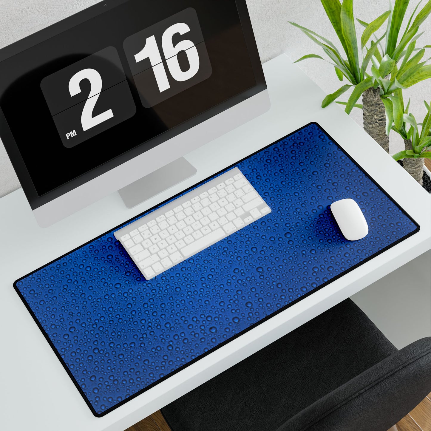 Blue Water Droplet Desk Mat — Large Gaming/Office Mouse Pad