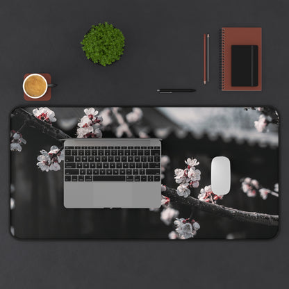 Cherry Blossom Desk Mat – Minimal Floral Office Mouse Pad