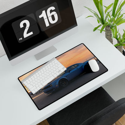 Dodge challanger srt hellcat widebody Desk Mat — Blue Muscle Car Mouse Pad designed for car lovers or gamers
