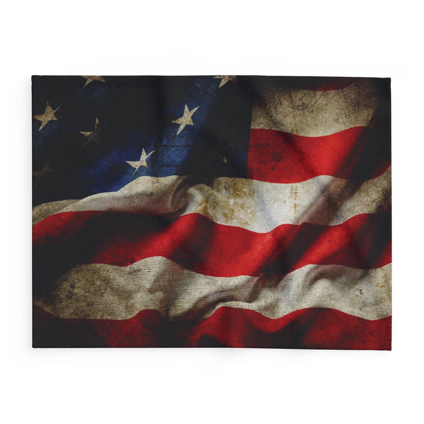 Vintage American Flag Fleece Blanket — Rustic Patriotic Throw for Home & Holidays