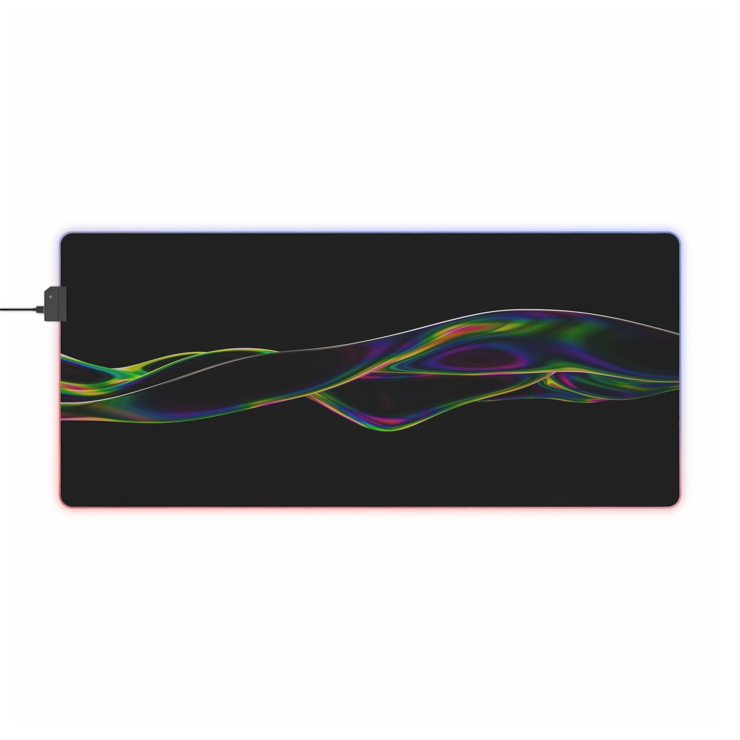 RGB LED Gaming Mouse Pad — Sleek Black with Color Wave Design