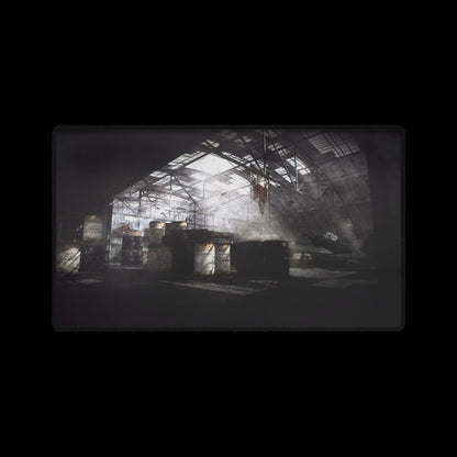 Custom Gaming Desk Mat Call of Duty World at War multiplayer map "HANGAR" — Dark Urban Warehouse Mouse Pad