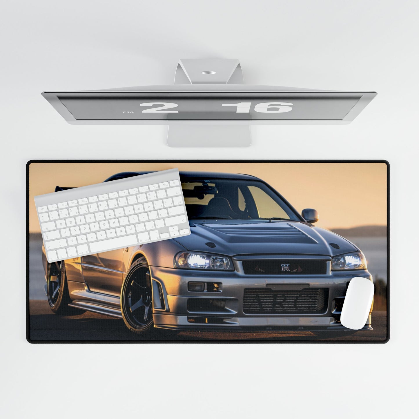 R34 Skyline Inspired Desk Mat — Sports Car Mouse Pad for Gamers & Auto Enthusiasts