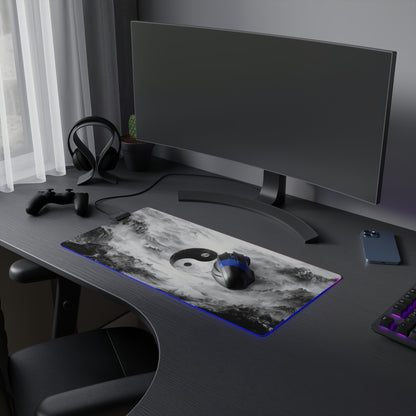 Yin Yang LED Gaming Mouse Pad — RGB Oversized Desk Mat with Tranquil Ink Landscape