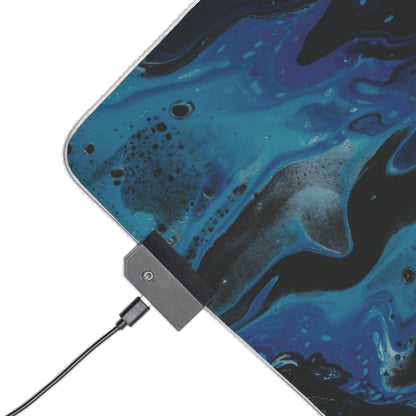 LED Gaming Mouse Pad — RGB Edge, Blue liquid Surface