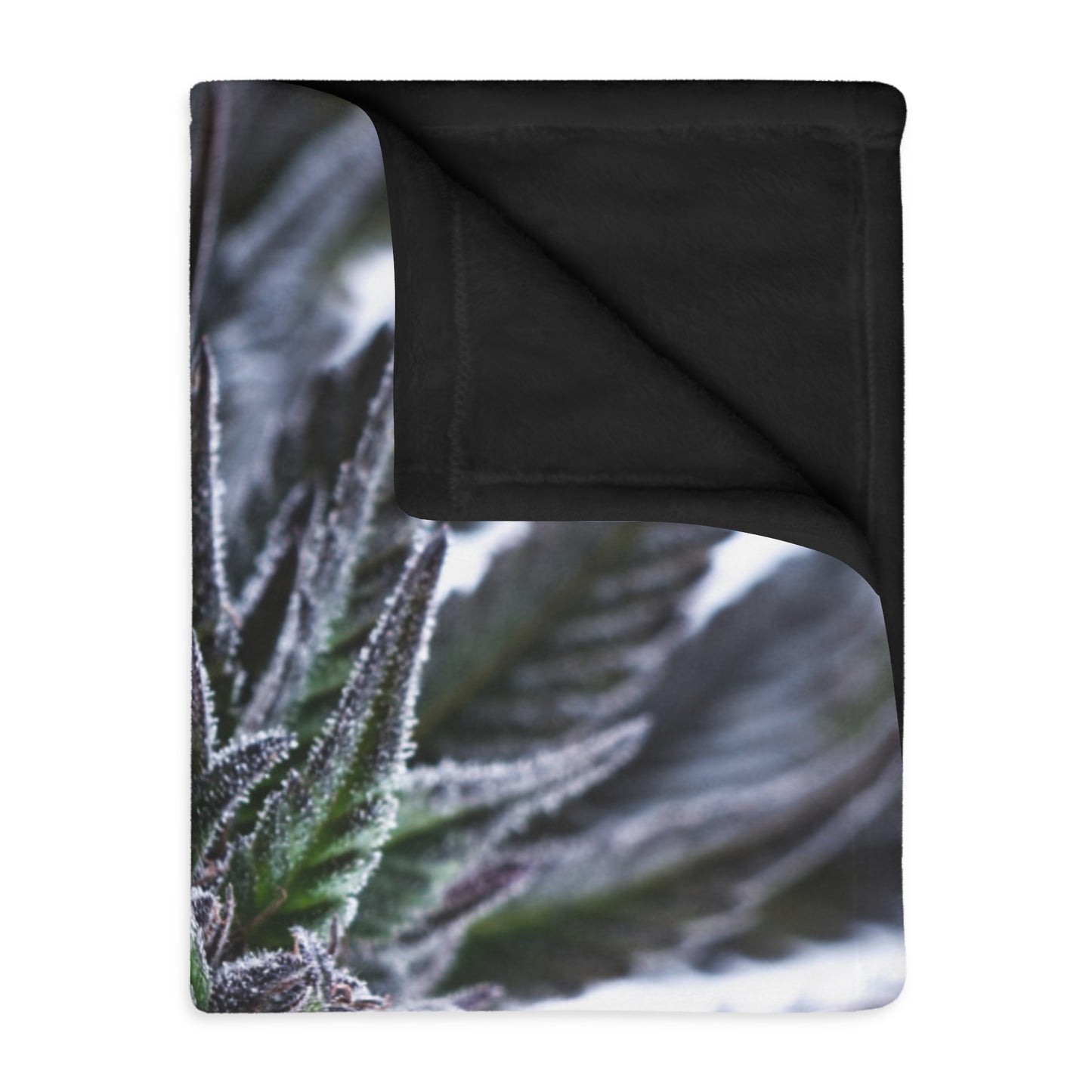 Frosted Cannabis Plant "BLUE DREAM" Microfiber Blanket — Two-Sided Cozy Throw Perfect for winter