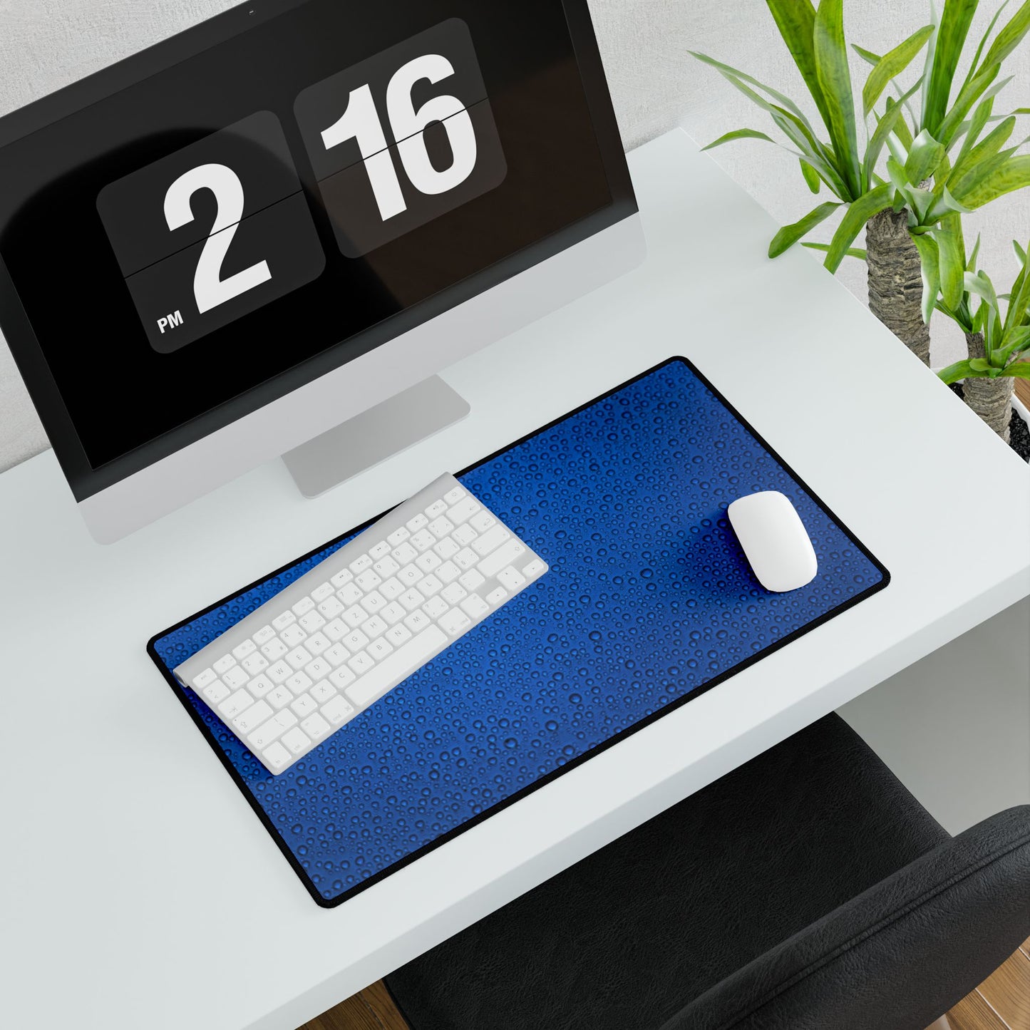 Blue Water Droplet Desk Mat — Large Gaming/Office Mouse Pad