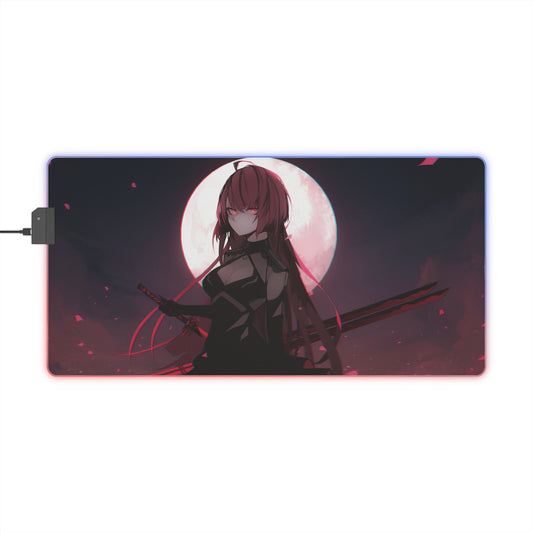 Anime LED Gaming Mouse Pad — Moonlit Swordscape RGB Desk Mat