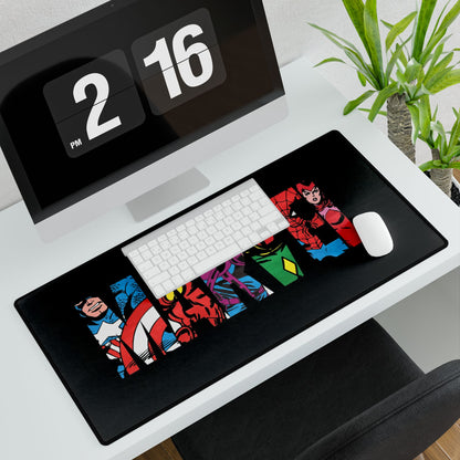 Marvel Letters Gaming Desk Mat — Superhero Collage Mouse Pad