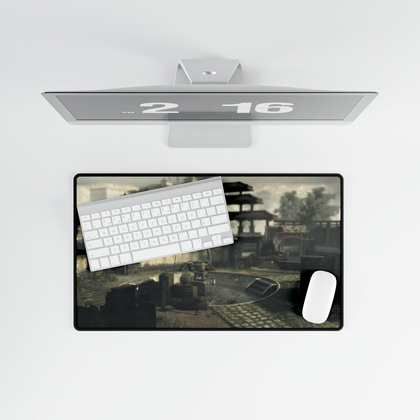Custom Call of Duty Gaming Desk Mat World at War multiplayer map "COURTYARD" — Foggy Eastern Village Battlemap Mouse Pad