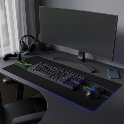 RGB LED Gaming Mouse Pad — Sleek Black with Color Wave Design