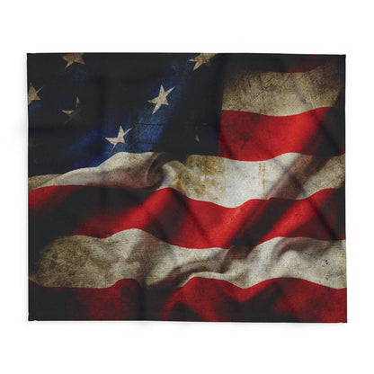 Vintage American Flag Fleece Blanket — Rustic Patriotic Throw for Home & Holidays