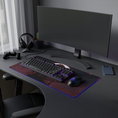 Anime LED Gaming Mouse Pad — Moonlit Swordscape RGB Desk Mat