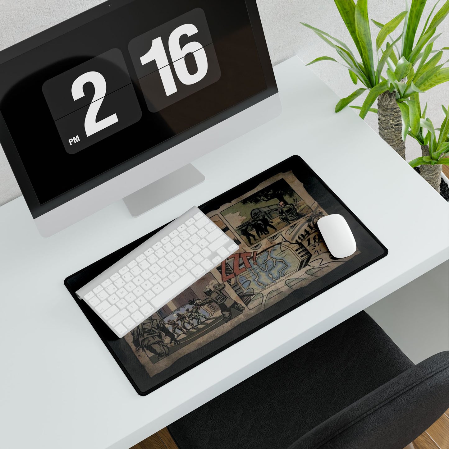 Custom Call of Duty black ops 1 zombies map loading screen "KINO DER TOTEN" Vintage Comic Strip Gaming Desk Mat — Fallout Vault-Inspired Mouse Pad