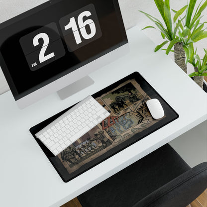 Custom Call of Duty black ops 1 zombies map loading screen "KINO DER TOTEN" Vintage Comic Strip Gaming Desk Mat — Fallout Vault-Inspired Mouse Pad