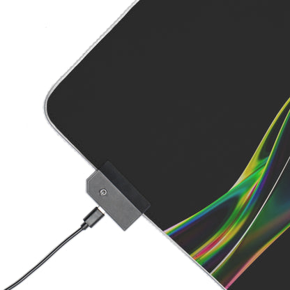 RGB LED Gaming Mouse Pad — Sleek Black with Color Wave Design