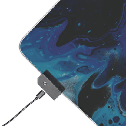LED Gaming Mouse Pad — RGB Edge, Blue liquid Surface
