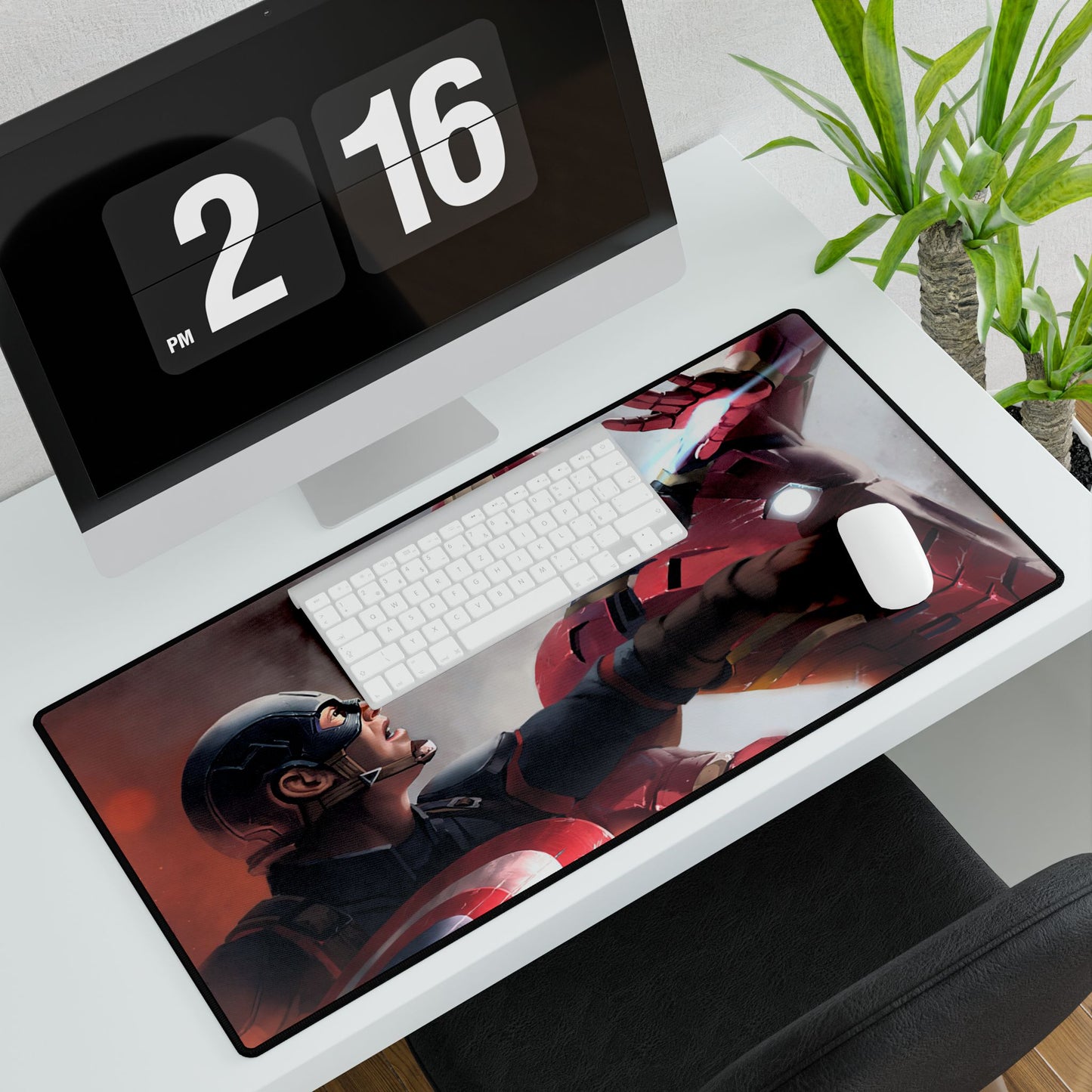 Marvel captain America vs iron man desk mat