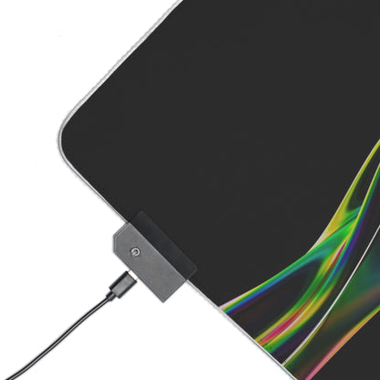RGB LED Gaming Mouse Pad — Sleek Black with Color Wave Design