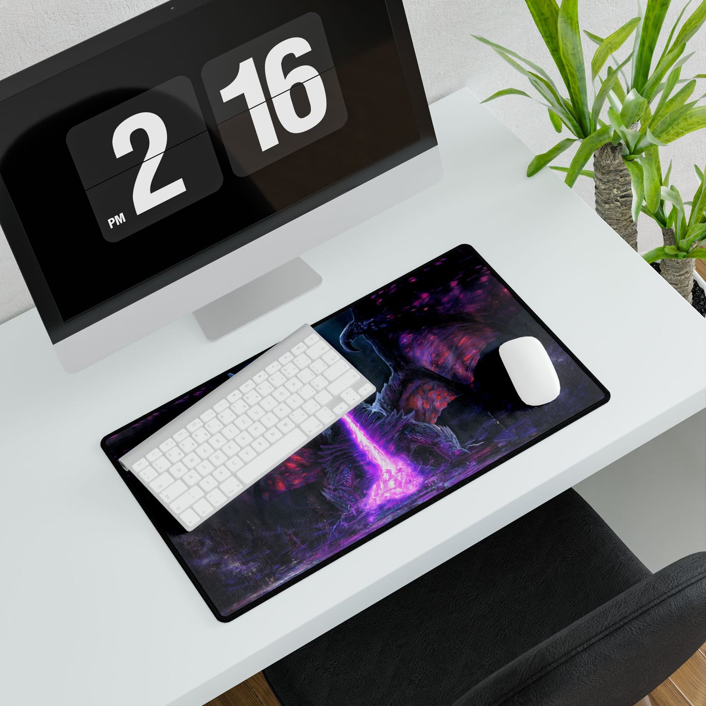 Dragon Breath Desk Mat — Purple Fantasy Gaming Mouse Pad