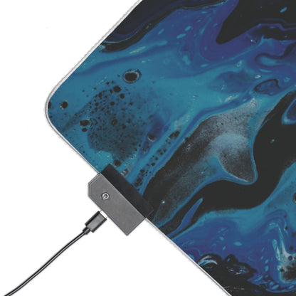 LED Gaming Mouse Pad — RGB Edge, Blue liquid Surface