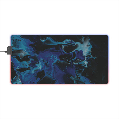 LED Gaming Mouse Pad — RGB Edge, Blue liquid Surface