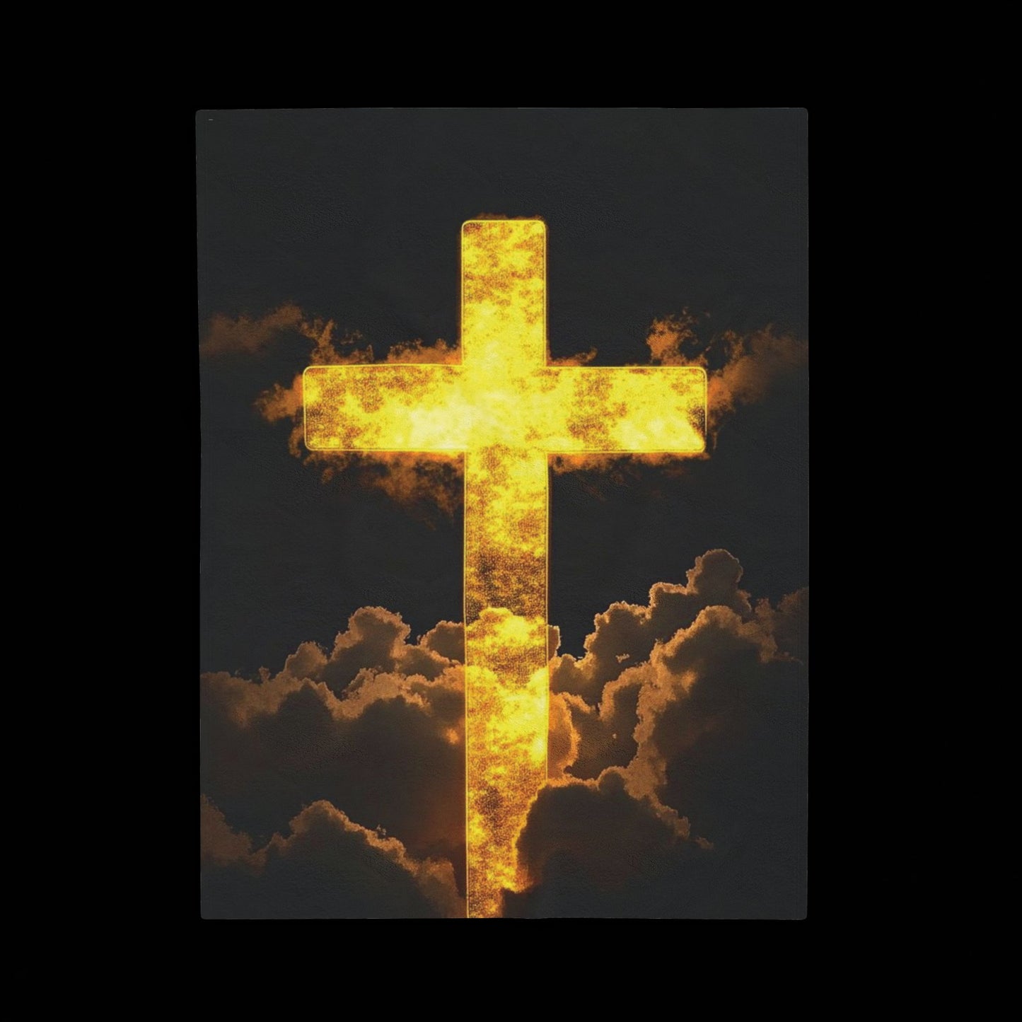Golden Flaming Cross Velveteen Plush Blanket — Inspirational Christian Throw