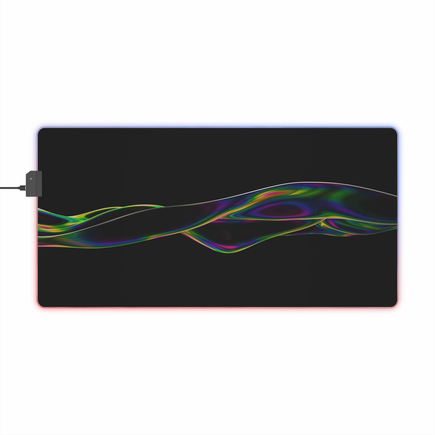 RGB LED Gaming Mouse Pad — Sleek Black with Color Wave Design