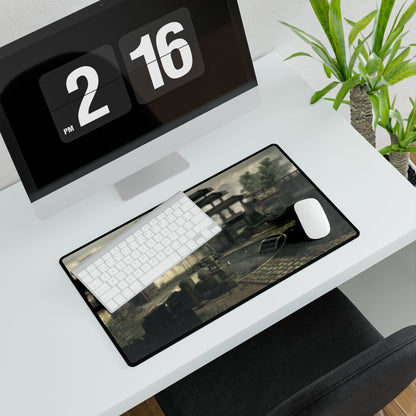 Custom Call of Duty Gaming Desk Mat World at War multiplayer map "COURTYARD" — Foggy Eastern Village Battlemap Mouse Pad