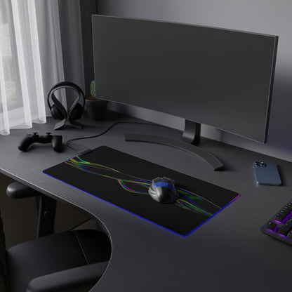 RGB LED Gaming Mouse Pad — Sleek Black with Color Wave Design