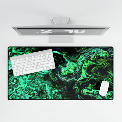 Green Marble Swirl Desk Mat — Large Gaming & Office Mouse Pad