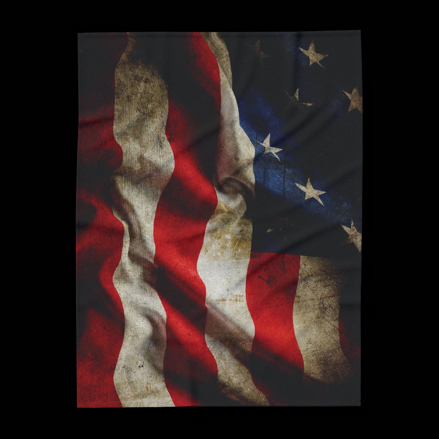 Vintage American Flag Fleece Blanket — Rustic Patriotic Throw for Home & Holidays